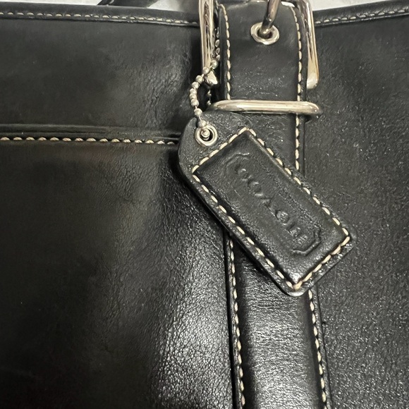COACH SHOULDER SATCHEL TOTE BAG BLACK LEATHER ZIP GREAT BUY - Picture 3 of 10